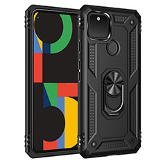 Custodia Silicone e Plastica Opaca Cover con Magnetico Anello Supporto per Google Pixel 5 Nero