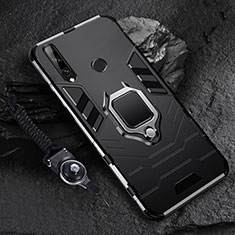 Custodia Silicone e Plastica Opaca Cover con Magnetico Anello Supporto per Huawei Enjoy 10 Plus Nero
