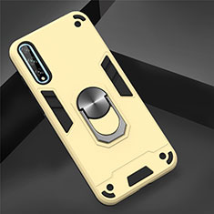 Custodia Silicone e Plastica Opaca Cover con Magnetico Anello Supporto per Huawei Enjoy 10S Oro