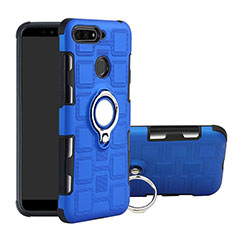 Custodia Silicone e Plastica Opaca Cover con Magnetico Anello Supporto per Huawei Honor 7A Cielo Blu