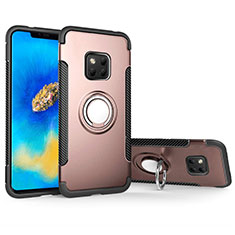 Custodia Silicone e Plastica Opaca Cover con Magnetico Anello Supporto per Huawei Mate 20 Pro Oro Rosa