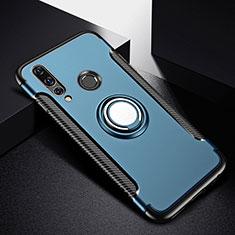 Custodia Silicone e Plastica Opaca Cover con Magnetico Anello Supporto per Huawei Nova 4e Blu