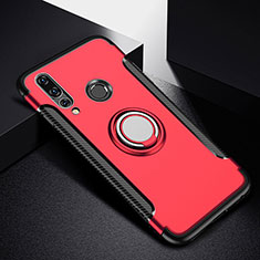 Custodia Silicone e Plastica Opaca Cover con Magnetico Anello Supporto per Huawei Nova 4e Rosso