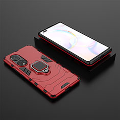 Custodia Silicone e Plastica Opaca Cover con Magnetico Anello Supporto per Huawei Nova 9 Pro Rosso