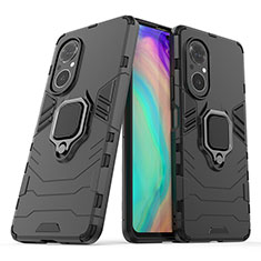 Custodia Silicone e Plastica Opaca Cover con Magnetico Anello Supporto per Huawei Nova 9 SE Nero