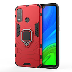 Custodia Silicone e Plastica Opaca Cover con Magnetico Anello Supporto per Huawei Nova Lite 3 Plus Rosso