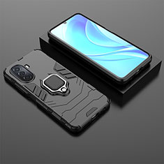 Custodia Silicone e Plastica Opaca Cover con Magnetico Anello Supporto per Huawei Nova Y70 Plus Nero