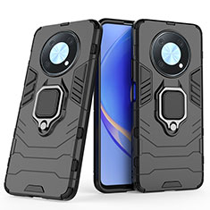 Custodia Silicone e Plastica Opaca Cover con Magnetico Anello Supporto per Huawei Nova Y90 Nero