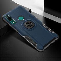 Custodia Silicone e Plastica Opaca Cover con Magnetico Anello Supporto per Huawei P Smart Z Blu