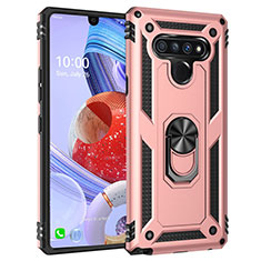 Custodia Silicone e Plastica Opaca Cover con Magnetico Anello Supporto per LG Stylo 6 Oro Rosa