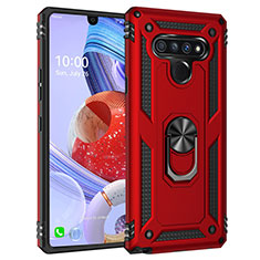 Custodia Silicone e Plastica Opaca Cover con Magnetico Anello Supporto per LG Stylo 6 Rosso