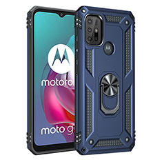 Custodia Silicone e Plastica Opaca Cover con Magnetico Anello Supporto per Motorola Moto G10 Power Blu