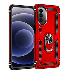 Custodia Silicone e Plastica Opaca Cover con Magnetico Anello Supporto per Motorola MOTO G52 Rosso