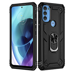 Custodia Silicone e Plastica Opaca Cover con Magnetico Anello Supporto per Motorola Moto G71 5G Nero