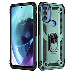 Custodia Silicone e Plastica Opaca Cover con Magnetico Anello Supporto per Motorola Moto G71 5G Verde