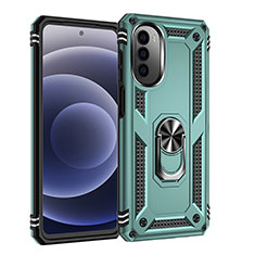 Custodia Silicone e Plastica Opaca Cover con Magnetico Anello Supporto per Motorola Moto G71s 5G Verde