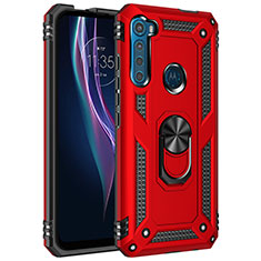 Custodia Silicone e Plastica Opaca Cover con Magnetico Anello Supporto per Motorola Moto One Fusion Plus Rosso