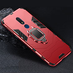 Custodia Silicone e Plastica Opaca Cover con Magnetico Anello Supporto per Nokia C3 Rosso