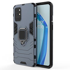 Custodia Silicone e Plastica Opaca Cover con Magnetico Anello Supporto per OnePlus 9R 5G Blu