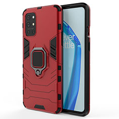 Custodia Silicone e Plastica Opaca Cover con Magnetico Anello Supporto per OnePlus 9R 5G Rosso