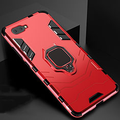 Custodia Silicone e Plastica Opaca Cover con Magnetico Anello Supporto per Oppo A12e Rosso