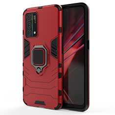 Custodia Silicone e Plastica Opaca Cover con Magnetico Anello Supporto per Oppo K9 5G Rosso