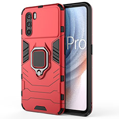 Custodia Silicone e Plastica Opaca Cover con Magnetico Anello Supporto per Oppo K9 Pro 5G Rosso