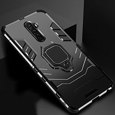 Custodia Silicone e Plastica Opaca Cover con Magnetico Anello Supporto per Oppo Reno Ace Nero