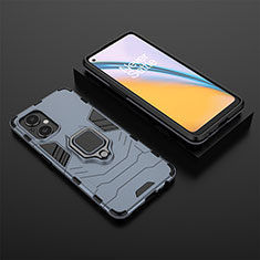 Custodia Silicone e Plastica Opaca Cover con Magnetico Anello Supporto per Oppo Reno7 Lite 5G Blu