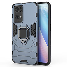 Custodia Silicone e Plastica Opaca Cover con Magnetico Anello Supporto per Oppo Reno7 Pro 5G Blu