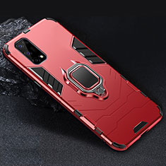 Custodia Silicone e Plastica Opaca Cover con Magnetico Anello Supporto per Realme V5 5G Rosso