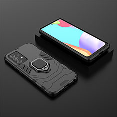 Custodia Silicone e Plastica Opaca Cover con Magnetico Anello Supporto per Samsung Galaxy A52 4G Nero