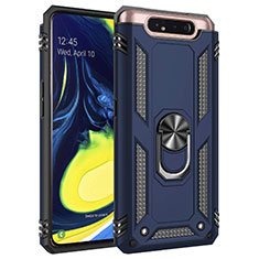 Custodia Silicone e Plastica Opaca Cover con Magnetico Anello Supporto per Samsung Galaxy A90 4G Blu