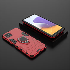 Custodia Silicone e Plastica Opaca Cover con Magnetico Anello Supporto per Samsung Galaxy F42 5G Rosso