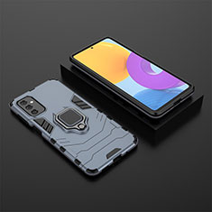 Custodia Silicone e Plastica Opaca Cover con Magnetico Anello Supporto per Samsung Galaxy M52 5G Blu