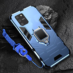 Custodia Silicone e Plastica Opaca Cover con Magnetico Anello Supporto per Samsung Galaxy M80S Blu