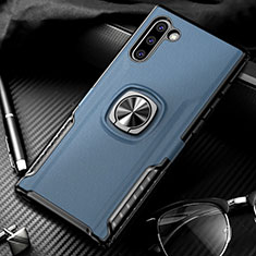 Custodia Silicone e Plastica Opaca Cover con Magnetico Anello Supporto per Samsung Galaxy Note 10 Blu