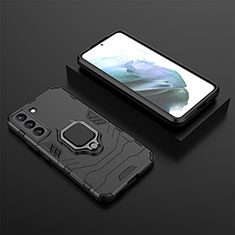 Custodia Silicone e Plastica Opaca Cover con Magnetico Anello Supporto per Samsung Galaxy S21 Plus 5G Nero