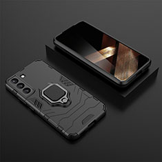 Custodia Silicone e Plastica Opaca Cover con Magnetico Anello Supporto per Samsung Galaxy S25 5G Nero