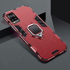 Custodia Silicone e Plastica Opaca Cover con Magnetico Anello Supporto per Vivo V20 Pro 5G Rosso