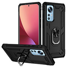 Custodia Silicone e Plastica Opaca Cover con Magnetico Anello Supporto per Xiaomi Mi 12 Pro 5G Nero