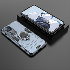 Custodia Silicone e Plastica Opaca Cover con Magnetico Anello Supporto per Xiaomi Mi 12T 5G Blu