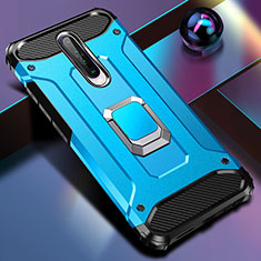 Custodia Silicone e Plastica Opaca Cover con Magnetico Anello Supporto per Xiaomi Poco X2 Cielo Blu