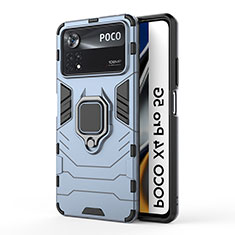 Custodia Silicone e Plastica Opaca Cover con Magnetico Anello Supporto per Xiaomi Poco X4 Pro 5G Blu
