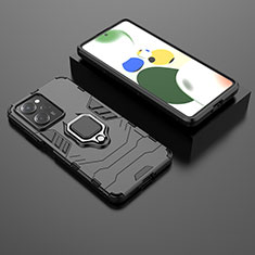 Custodia Silicone e Plastica Opaca Cover con Magnetico Anello Supporto per Xiaomi Poco X5 Pro 5G Nero