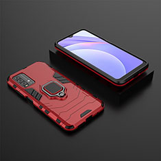 Custodia Silicone e Plastica Opaca Cover con Magnetico Anello Supporto per Xiaomi Redmi Note 9 4G Rosso