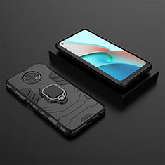 Custodia Silicone e Plastica Opaca Cover con Magnetico Anello Supporto per Xiaomi Redmi Note 9 5G Nero