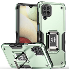 Custodia Silicone e Plastica Opaca Cover con Magnetico Anello Supporto QW1 per Samsung Galaxy A12 5G Verde Pastello