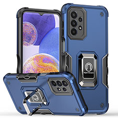 Custodia Silicone e Plastica Opaca Cover con Magnetico Anello Supporto QW1 per Samsung Galaxy A23 4G Blu