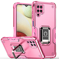 Custodia Silicone e Plastica Opaca Cover con Magnetico Anello Supporto QW1 per Samsung Galaxy M53 5G Oro Rosa